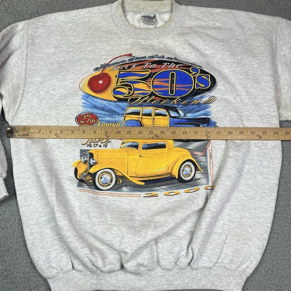 Vintage Back To The 50s Minnesota Street Rod Racing Race Car Sweater Size XL - Picture 9 of 9